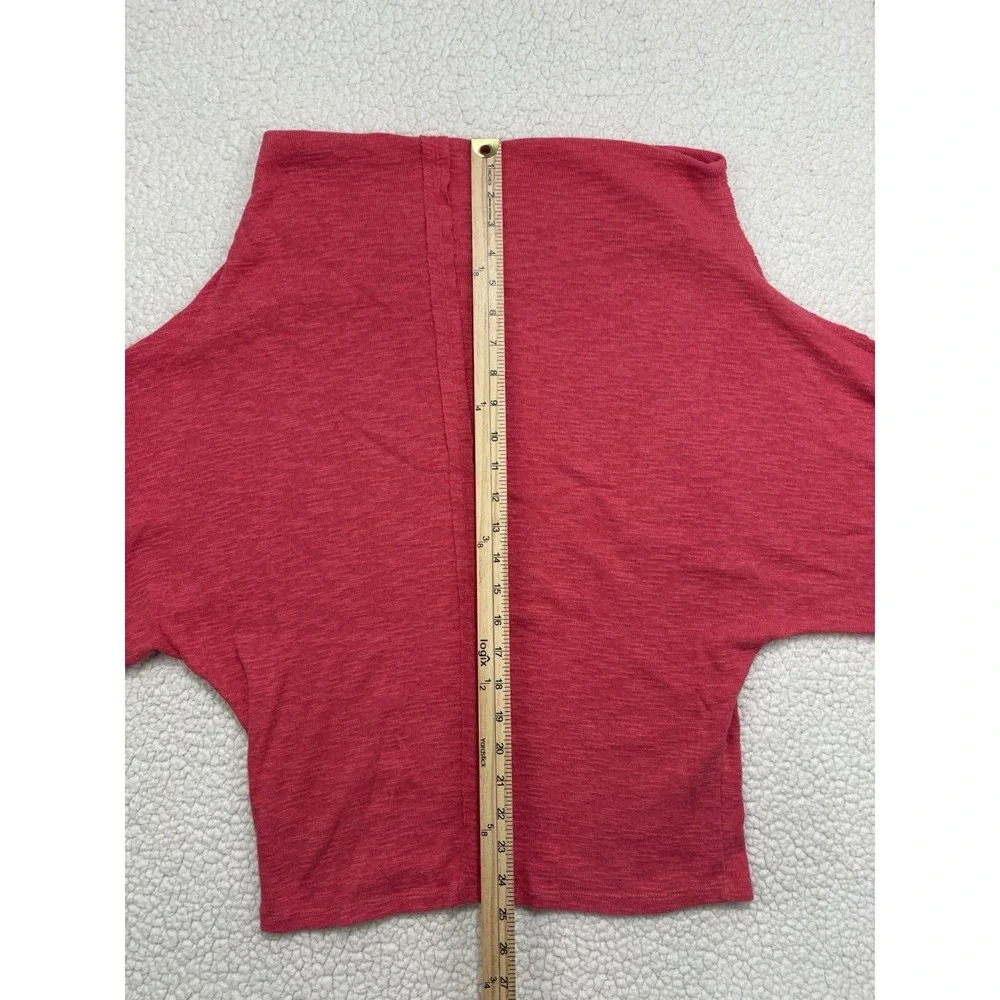 We The Free FP Pink Knit Mockneck Sweater Oversized Thermal Pullover Size S Cowl